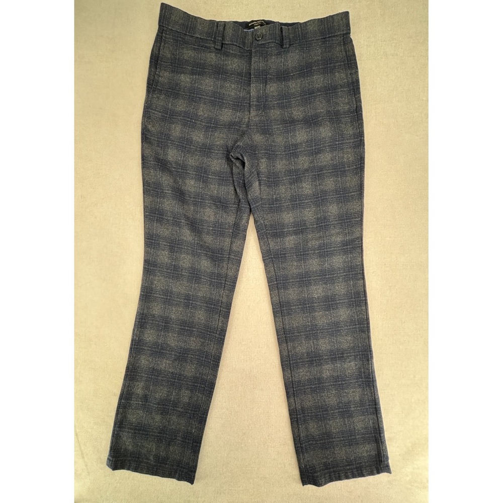 Banana Republic Pants Mens 34x31 Gray Blue Aiden Fit Plaid Nova Fides Wool Blend